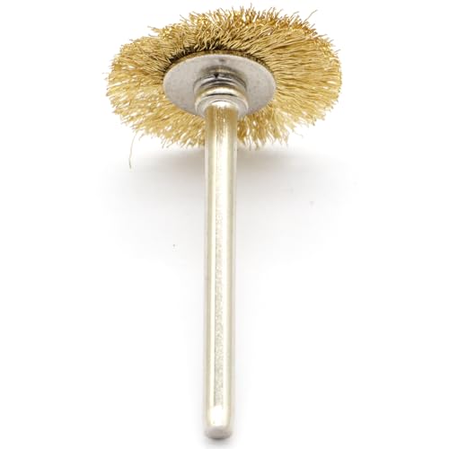 20PCS T-Shaped Brass Wire Brushes - Metal Rust Removal, Cleaning, and Polishing - 22mm Diameter, 1/8″ (3mm) Shaft - Removes Burrs and Oxide Layer - Handles Rough Surfaces - Rotary Tool Accessories - style: Brass Wire Brush T-shaped 3*22mm 20PCS
