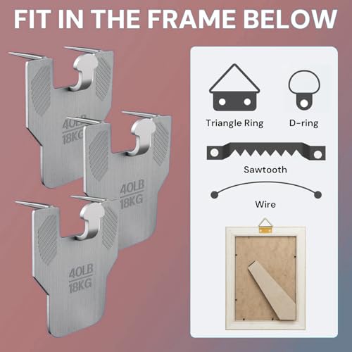 Picture Hangers,Wall Hangers Without Nails,Adhesive Hooks for Hanging,Wall Hooks,Waterproof and Rustproof to use Inside Kitchen (20PCS（Claw）) - size: 20PCS（claw）