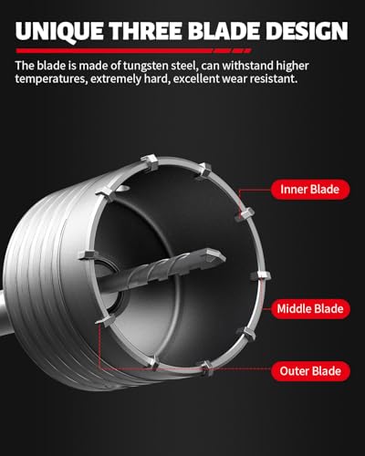DAYDOOR 3-1/2'' (90mm) Concrete Hole Saw with SDS Plus Shank - size: 3-1/2''