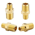 KOOTANS 1/4 NPT x 1/8 NPT Male Solid Brass Hex Nipples,4 PACK - size: 1/4 NPT x 1/8 NPT (O.D x O.D: 1/2'' x 3/8'')