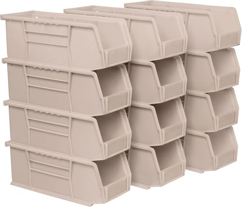 Akro-Mils 30224 AkroBins Plastic Storage Bins, 11"x 4"x 4", Stone, 12-Pack - color: Stone