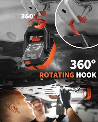 Work Light, Magnetic Rechargeable Light with 4 Modes, 150°Rotation - color: Orangey