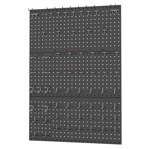 WALMANN 96 PCS Pegboard Kit with Hooks, 36x24 in Tools Storage Pegboard - color: Black