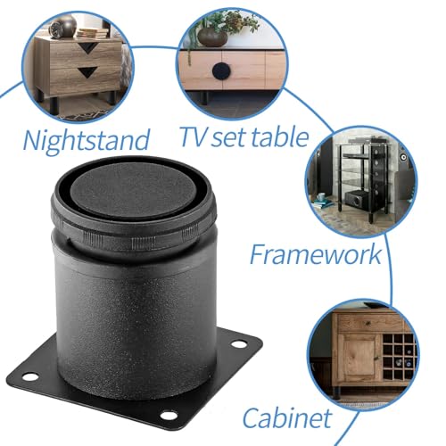 2.5 Inch Metal Furniture Legs Stainless Steel Adjustable Legs Black Metal Legs Round Cabinet Legs for Coffee Table Cabinet Desk Sofa Shelves, Pack of 8 - color: Black, size: 2.5"