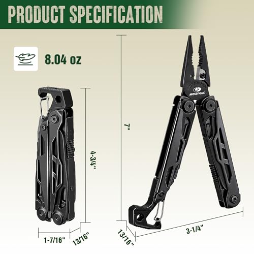 MOSSY OAK 27-in-1 CNC-Machined Multitool Pliers, Self-Locking - color: Black