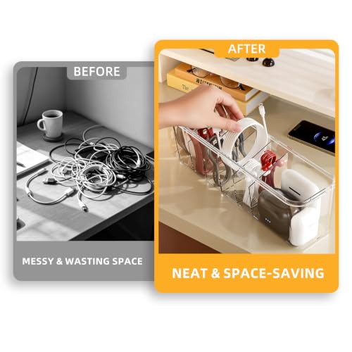 Desktop Charger Cord Storage Organizer Box Cable Organizer Box With Lid