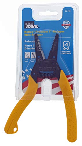 IDEAL Electrical 45-416 Premium Reflex T-6 Stripper - 14-26 AWG, Wire Stripper with Thumb Rest, Plier Nose, Slide Lock, Textured Grips - size: 14-24 AWG Solid