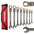 WORKPRO 8-piece Ratcheting Combination Wrench Set, SAE & Nickel Plating - size: SAE, style: Nickel Plating