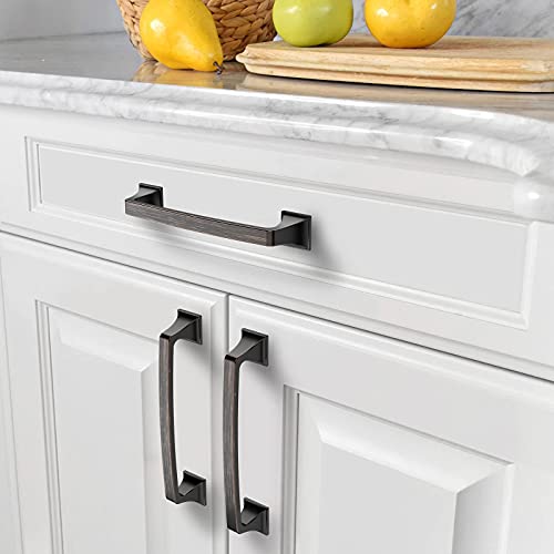 Amerdeco 10 Pack Oil Rubbed Bronze 5 Inch(128mm) Hole Centers Kitchen Cabinet Pulls Hardware Kitchen Handles for Cabinets Cupboard Handles Drawer Pulls - color: Oil Rubbed Bronze, size: 5" hole center