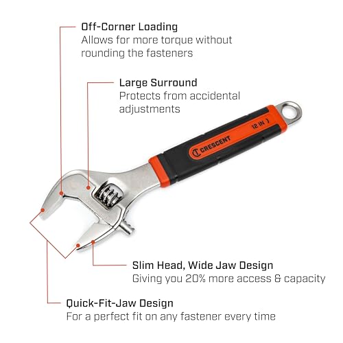Crescent 12" Adjustable Wrench with Quick-Fit-Jaw | AC312CVS - style: 12"