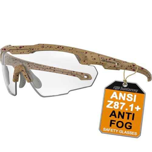 HTS HUNTERSKY Ballistic Tactical Shooting Glasses ANSI Z87+ UV400 Protective Eyewear - color: Khaki Dots Clear