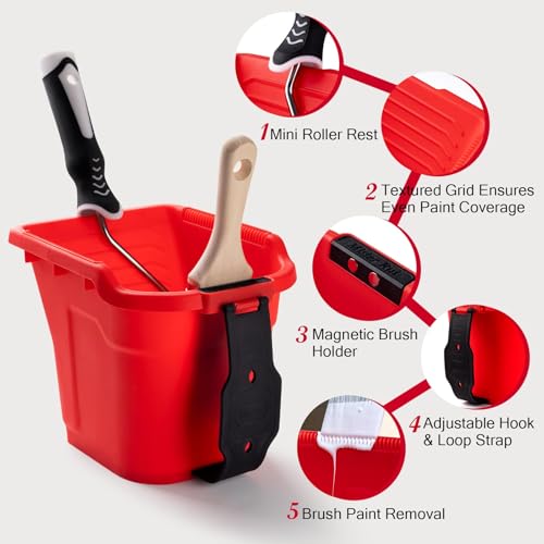 Mister Rui Paint Bucket Kit with Magnetic Holder 27 Pieces Paint Pail Set