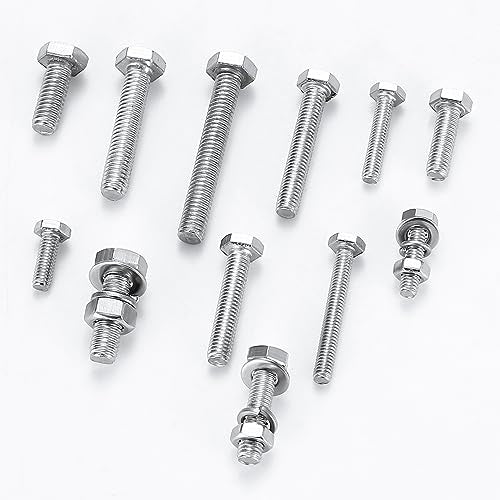 Hex Bolts and Nuts and Washers Assortment Kit, 496 Pcs Metric Hex Head Nuts and Bolts Kit, Stainless Steel Machine Screws Bolts Nuts Flat & Spring Lock Washers Set - M4 M5 M6