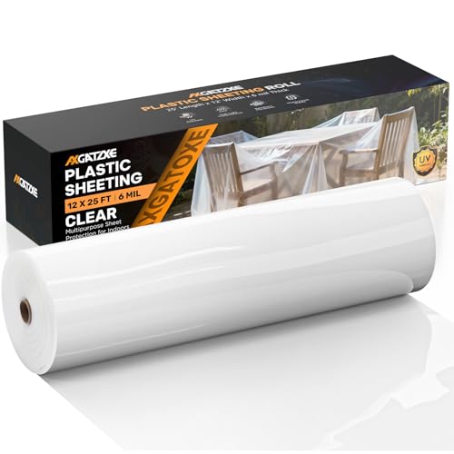 Axgatoxe 6 Mil 12x25 FT Heavy Duty Greenhouse Plastic Sheeting, 1-Roll - size: 12x25 FT