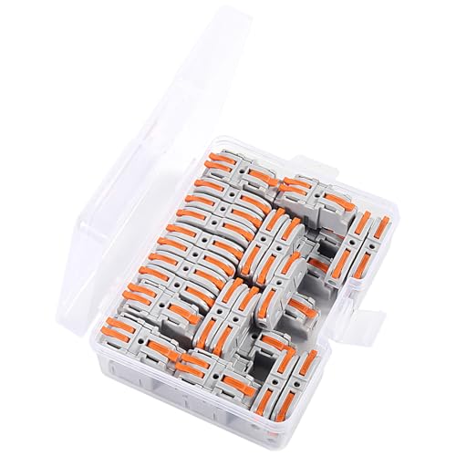 32Pcs Lever Wire Connectors, 1/2/3/4/5 Conductor Combination DIY Mini Compact Splicing Assortment Quick Electrical Connector Kit for 24-12 AWG
