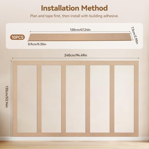 INMOZATA Premade Board and Batten Wall Panel Kit, Wainscoting Panels