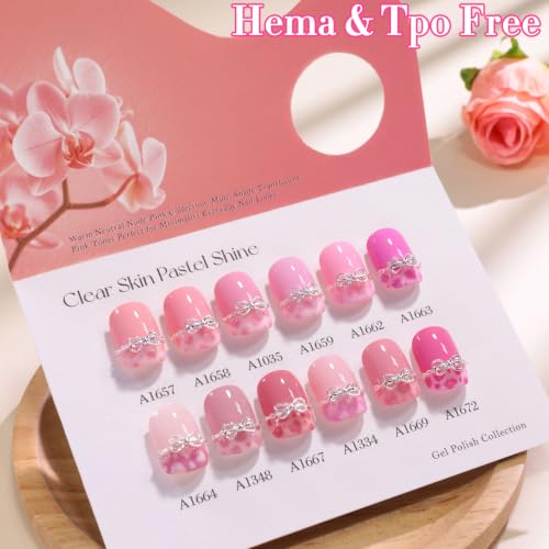 Double Rhythm 28Pcs 0.5Oz Gel Nail Polish Set Same Color Same Bottle Gel Polish Kit Nail Art Manicure Salon DIY at Home for Women (Neutral Skin Pink Nude Collection-T24-12) - color: Neutral Skin Pink Nude