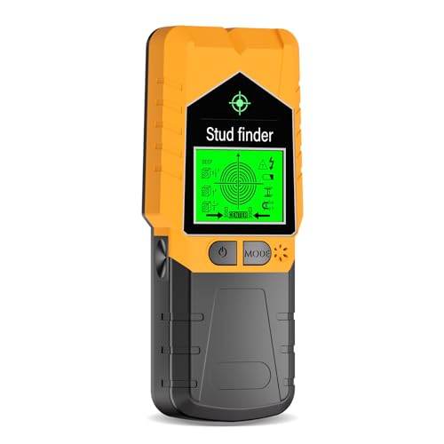 6 in 1 Stud Finder Wall Scanner, Electronic Stud Detector with LCD Display & Sound Alarm, Magnetic Stud Sensor for Wood, Metal, AC Wire, Pipe Detection in Walls, Ceilings, Floors-Orange - color: Orange + Black