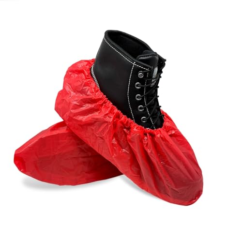 ShuBee Waterproof Shoe & Boot Covers Slip-Resistant Disposable for Plumbing Construction Floor Protection - 40 Pair - color: Waterproof Red