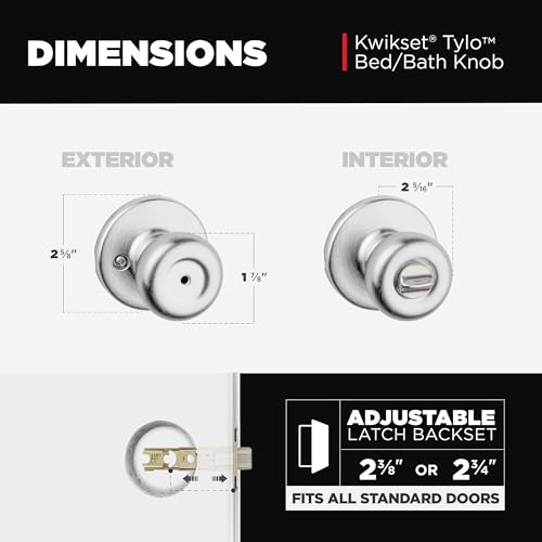 Kwikset 93001-927 Tylo Privacy Bed/Bath Knob in Satin Chrome - color: Satin Chrome, size: 1 Pack
