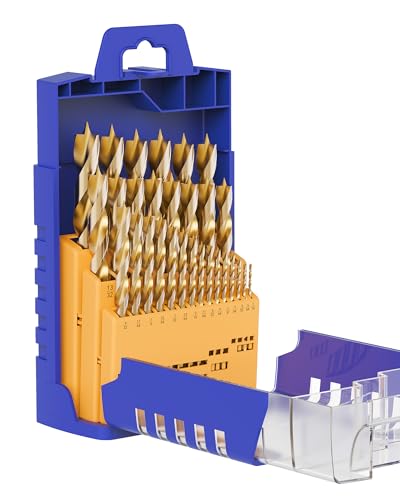 29Pcs (1/16" - 1/2") Tin-Coated Brad Point Wood Drill Bit Set - size: Tin-Coated (1/16"-1/2") - 29pcs