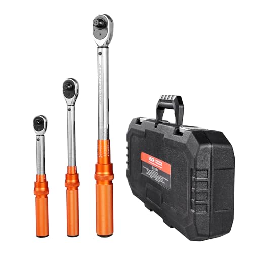 VEVOR 1/4 3/8 1/2 Inch Drive Torque Wrench, 3Pcs Click Torque Wrench Set 20-240IN-LB, 5-45FT-LB, 10-170FT-LB, Dual-Direction Adjustable 72 Tooth for Bicycle, Moto and Car Maintenance - size: 1/2" 3/8" 1/4" 6 PCS