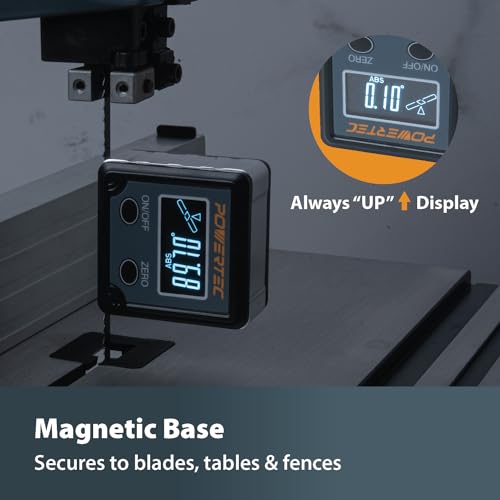 POWERTEC 71828 Table Saw Angle Gauge, Digital Angle Finder Protractor, Digital Level Box, 1 Pack, Digital Angle Gauge for Woodworking, Table Saw, Miter Saw