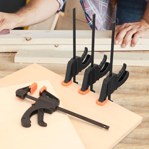 20 Pack 4 Inch F Bar Clamp, Medium Duty 70lbs One Handed Clamps/Spreader, Bar Clamps for Woodworking, Crafting, by GENHAKON - size: 20 Pack 4 Inch