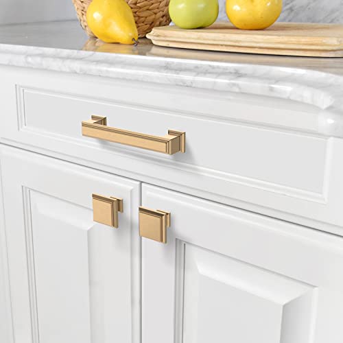 Amerdeco 10 Pack Champagne Bronze Cabinet Pulls 3-3/4 Inch(96mm) Hole Center Cabinet Hardware Kitchen Cabinet Handles for Bathroom Drawer Pulls Dresser Pulls ZH0001 | Cabient Hardware Kitchen Cabinet Handles for Bathroom Drawer Pulls Dresser Pulls ZH0001