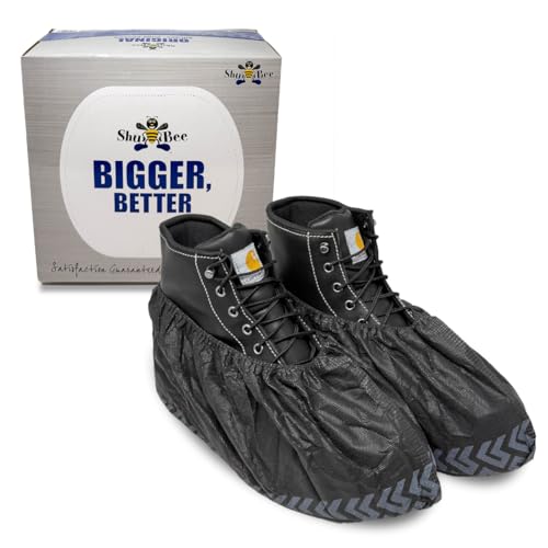 ShuBee Original Disposable, Extra-Large Boot and Shoe Covers, Thicker & Stronger, Durable Protection for Floors - 50 Pairs - color: Black