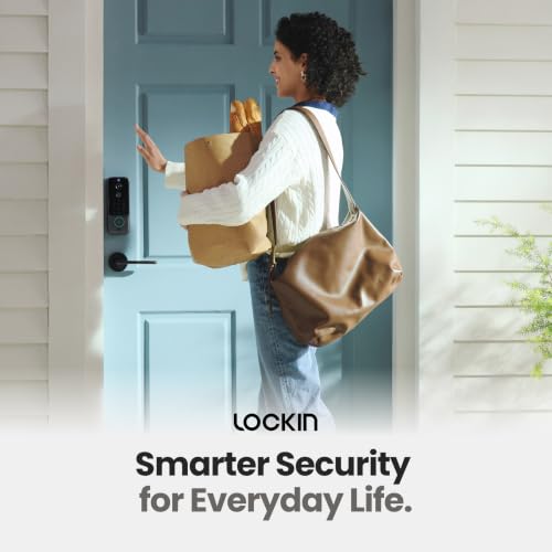 Lockin Veno Plus - All-in-One Smart Lock - Palm Vein & Fingerprint Keyless Entry - 2K 180° Ultra-Wide Camera, Night Vision, Built-in WiFi & 8GB Storage - No Monthly Fee - Dual Batteries | Palm Vein and Fingerprint Keyless Entry, 2K 180° Ultra-Wide Camera,