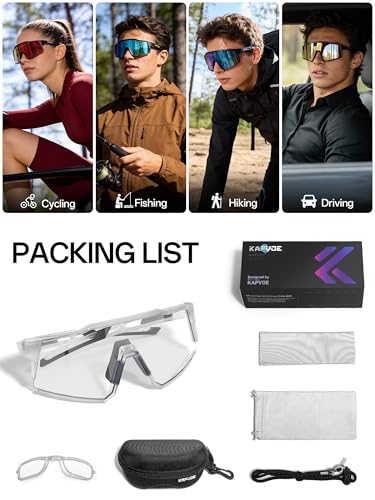 KAPVOE Photochromic Cycling Glasses Clear Mountain Bike Glasses K9022 - color: Transparent
