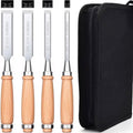 GREBSTK 4 Piece Wood Chisel Set CR-V Steel Sharp Bevel Edge for Woodworking