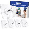 Picture Hangers Without Nails, 20 Pack, Clear Adhesive Hooks, Holds 13 lb - style: 20 Packs Picture Hangers Without Nails