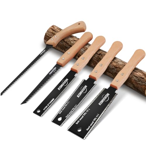 5PCS Hand Saw Set, SK5 Steel Blade, Hardened Teeth, Teflon Coating
