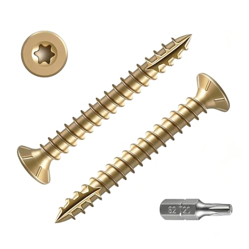 Wensilon #6 * 1-1/2" Yellow Deck Screws 476pcs 2 lbs 3.5x38mm - color: Yellow, size: #6*1-1/2"