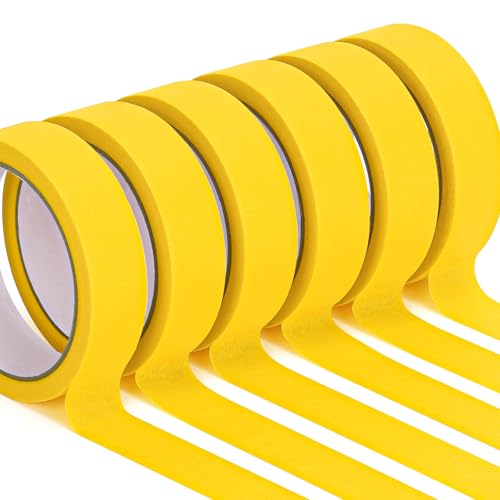 HongWay Masking Tape 1 Inch, 6 Rolls x 22yd (132yds in Total) Painters Tapes for Painting Labeling Arts Crafts, Easy Removal, No Residue (0.94in Yellow) - color: Yellow, size: 0.94IN*22YD