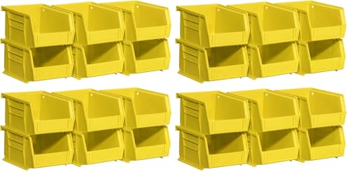 Akro-Mils Storage Bins 30210, Plastic | Stackable | Hanging Design | 5" x 4" x 3" | Yellow | Pack of 24 - color: Yellow, size: 24 Pack