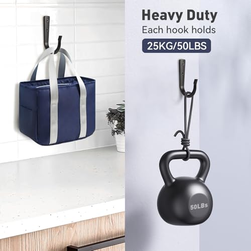 10Pcs Large Size Heavy Duty Wall Hooks, Coat Hooks, Wall Hooks for Hanging Pans, Backpacks, Coats, Garage Items (Black) - color: 10pack-black, size: Extra-large