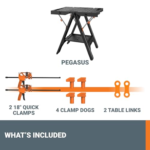 WORX Portable Folding Workbench, 2-in-1 Pegasus Table & Sawhorse, WX051 - style: Portable Workbench & Sawhorse