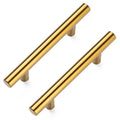 10 Pack Cabinet Handles, 5 Inch Length, 3 Inch Hole Center, Brushed Brass - color: Gold