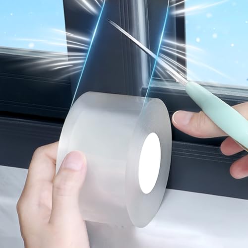 Window Weather Sealing Tape 2 Inch x 33 FT Weather Stripping Residue-Free Clear Window Insulation Caulk Tape for Doors Windows and Shower Glass Gaps Bathroom - size: 2 in x 33 ft x 20 mils