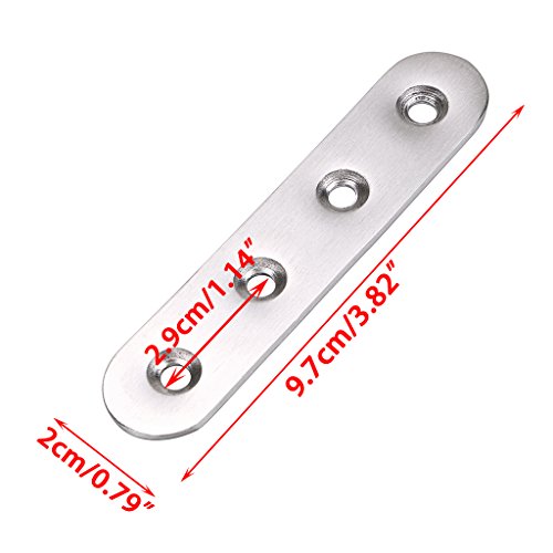 Sumnacon 8Pcs Stainless Steel Flat Plates - 4 Inch Heavy Duty Mending Plate Straight Corner Brace Brackets Connector Furniture Repair Fixing Joint with Screws, Silver - size: 4 Inch Silver