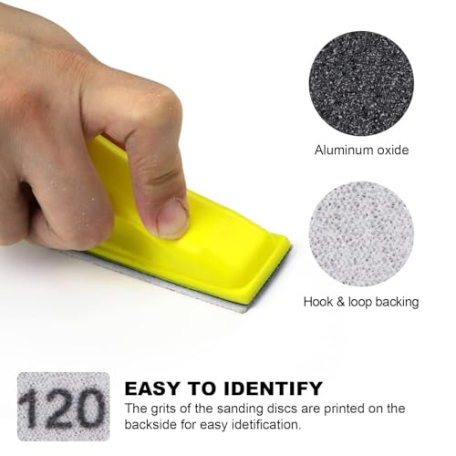 POLIWELL Micro Sander Tool, Detail Finger Sander for Crafts, 80 PCS Wet Dry Sandpaper 80 120 150 180 240 320 400 600 Grit + 3.5” x 1” Mini Handle Sanding Block for DIY, Wood, Metal and Narrow Spaces - style: 80 Pcs