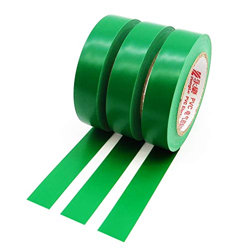 Maveek 10 Rolls PVC Electrical Tapes, Self Adhesive Waterproof Insulation Green Tapes, Rated up to 600 Volts and 176 °F, 15mmx15m(0.6" x 49.2ft) - color: green
