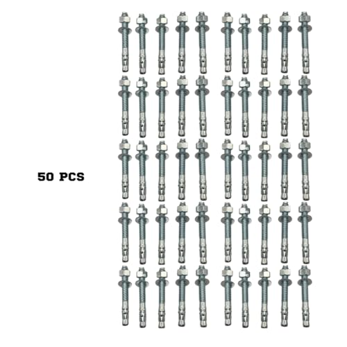 MIGHTY FASTENERS Zinc-Plated Steel Wedge Anchors, 3/4" X 6-1/4" - Heavy-Duty Mounting Bolts for Concrete - 50 Pack - size: 3/4" X 6-1/4"