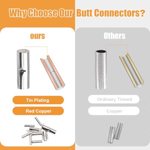 mankk 503PCS 26-6AWG Non Insulated Butt Connectors Kit - color: 503PCS 26-6AWG Kit-Non Insulated