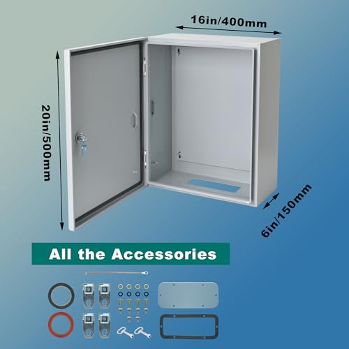Waterproof Electrical Enclosure 20 x 16 x 6'', Outdoor Electrical Box Weatherproof, Electrical Junction Box with Reinforced Lock - size: 20 x 16 x 6''