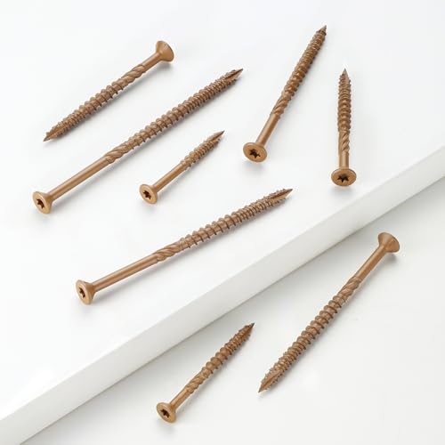 Deck Screws 126PCS, #8 Wood Screws Assortment Kit, Exterior Epoxy Coated Brown Finish,Star Drive (1-1/4",1-3/4",2",2-1/2"),T20 Star Bit - size: #8 Kit