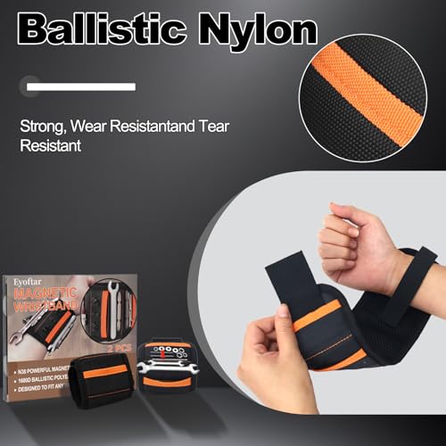Magnetic Wristband for Tools (2-Pack) - Premium Tool Belt for Men, Heavy-Duty 20-Magnet Holds Screws DIY & Construction, Gift for Men, Cool Gadgets for Husband, Grandpa, Handyman